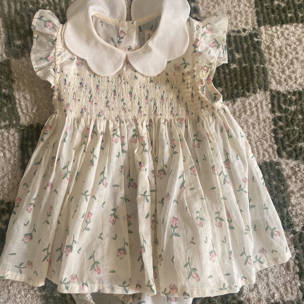 Wild Wawa Floral Baby Dress with Peter Pan Collar